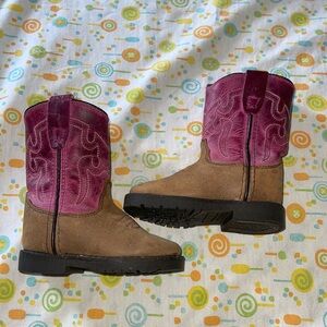 Shyanne Baby Toddler Girls Lil Lainie Round Toe Western Boots Sz 3D Brown Pink